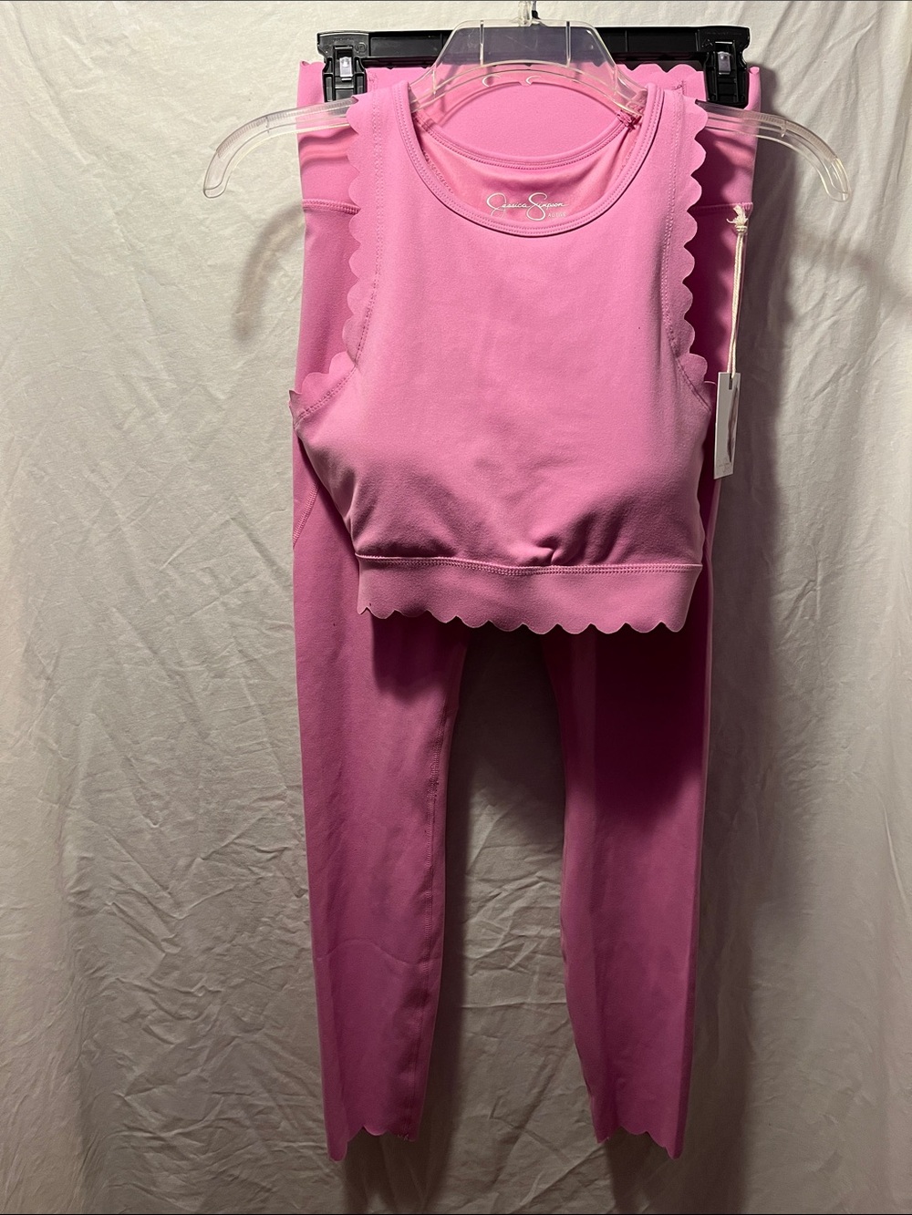 Jessica Simpson Pink Scallop Edge Leggings & Crop Tank Set